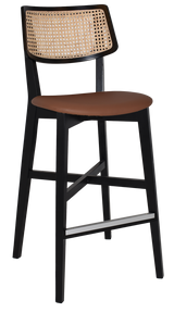 EZ Phoenix Solid Timber Framed Rattan Back Barstool