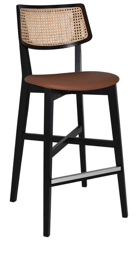 EZ Phoenix Solid Timber Framed Rattan Back Barstool