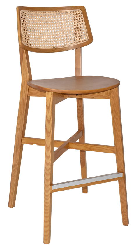 EZ Phoenix Solid Timber Framed Rattan Back Barstool