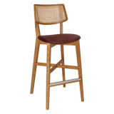 EZ Phoenix Solid Timber Framed Rattan Back Barstool