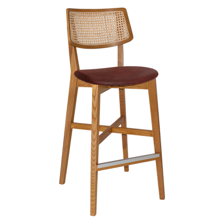 EZ Phoenix Solid Timber Framed Rattan Back Barstool