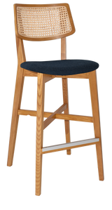 EZ Phoenix Solid Timber Framed Rattan Back Barstool