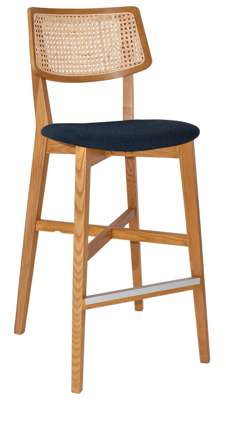 EZ Phoenix Solid Timber Framed Rattan Back Barstool