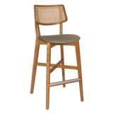 EZ Phoenix Solid Timber Framed Rattan Back Barstool