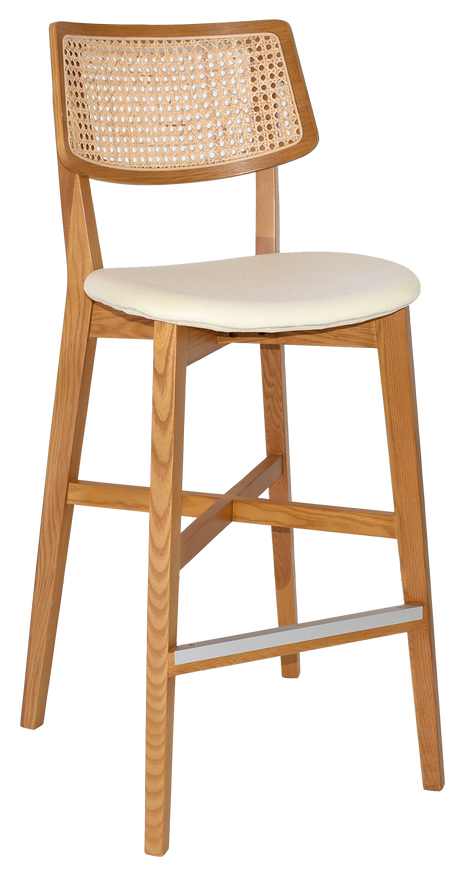 EZ Phoenix Solid Timber Framed Rattan Back Barstool