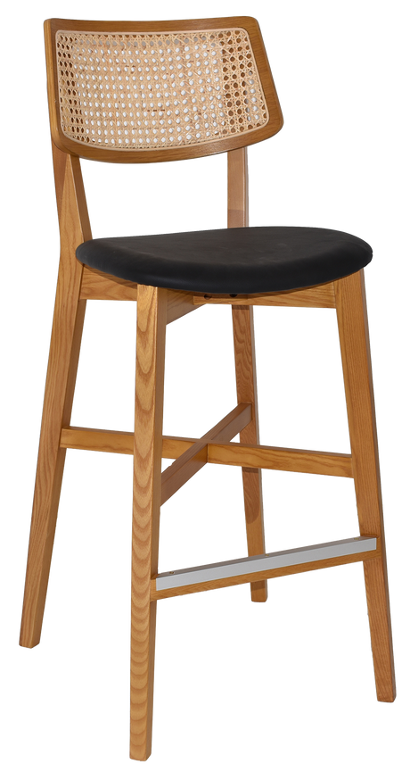 EZ Phoenix Solid Timber Framed Rattan Back Barstool