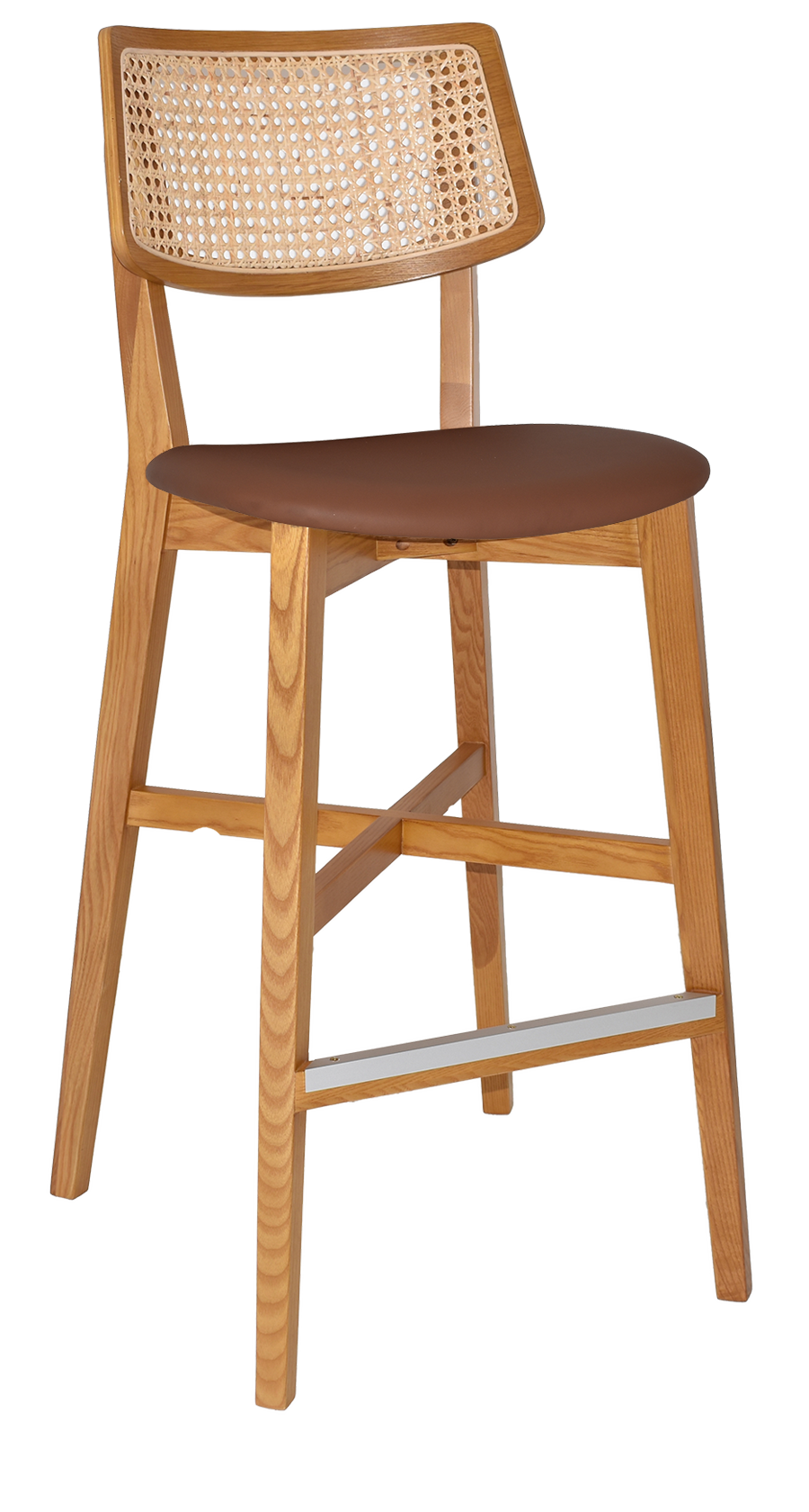 EZ Phoenix Solid Timber Framed Rattan Back Barstool