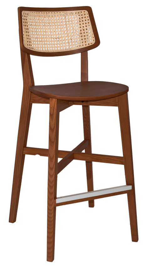EZ Phoenix Solid Timber Framed Rattan Back Barstool