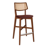 EZ Phoenix Solid Timber Framed Rattan Back Barstool