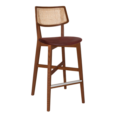 EZ Phoenix Solid Timber Framed Rattan Back Barstool