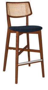 EZ Phoenix Solid Timber Framed Rattan Back Barstool