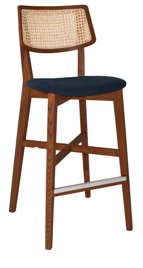 EZ Phoenix Solid Timber Framed Rattan Back Barstool