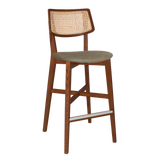 EZ Phoenix Solid Timber Framed Rattan Back Barstool