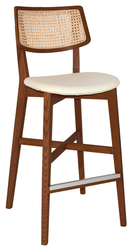 EZ Phoenix Solid Timber Framed Rattan Back Barstool