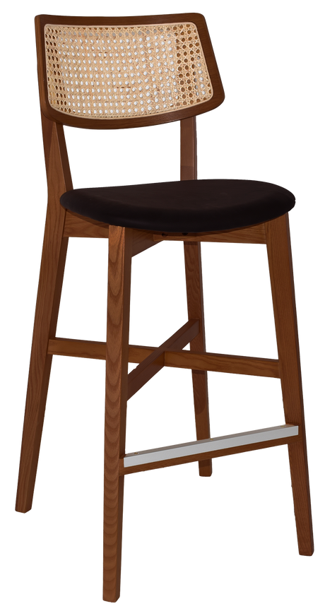 EZ Phoenix Solid Timber Framed Rattan Back Barstool