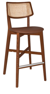 EZ Phoenix Solid Timber Framed Rattan Back Barstool