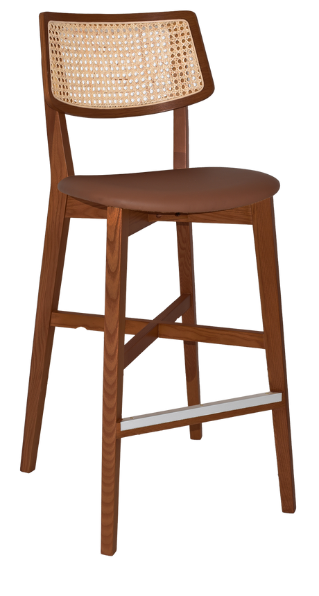 EZ Phoenix Solid Timber Framed Rattan Back Barstool