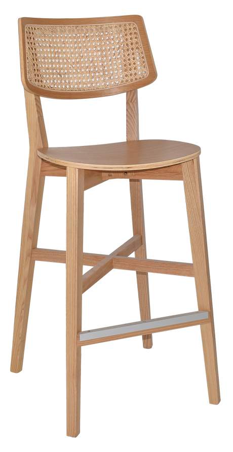 EZ Phoenix Solid Timber Framed Rattan Back Barstool