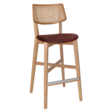 EZ Phoenix Solid Timber Framed Rattan Back Barstool