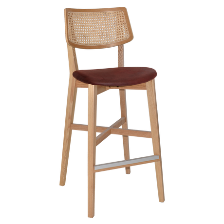 EZ Phoenix Solid Timber Framed Rattan Back Barstool