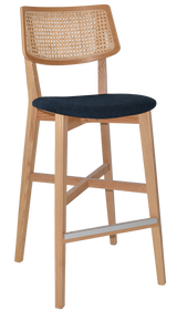 EZ Phoenix Solid Timber Framed Rattan Back Barstool