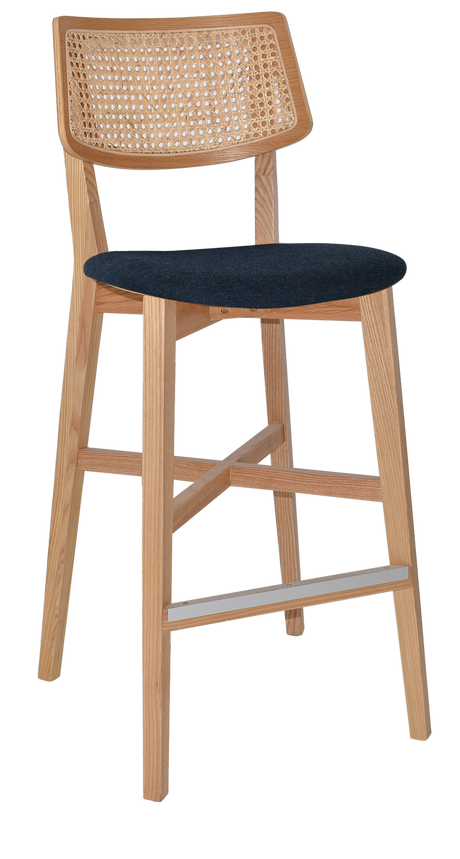 EZ Phoenix Solid Timber Framed Rattan Back Barstool
