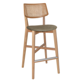 EZ Phoenix Solid Timber Framed Rattan Back Barstool