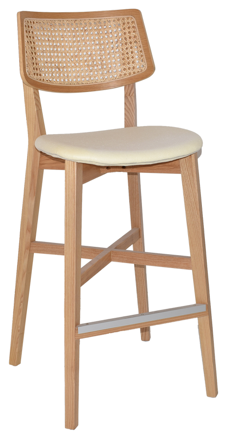 EZ Phoenix Solid Timber Framed Rattan Back Barstool