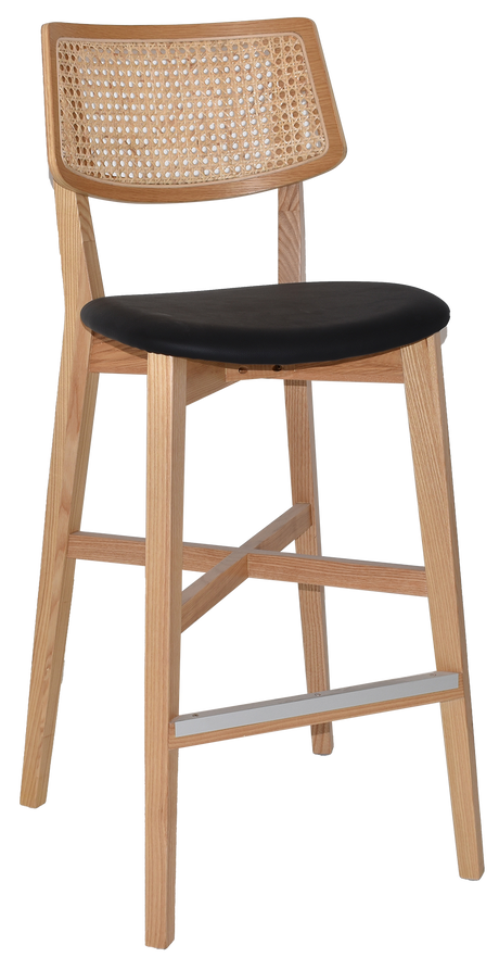 EZ Phoenix Solid Timber Framed Rattan Back Barstool