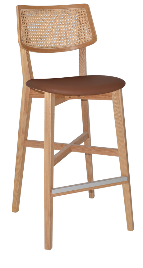 EZ Phoenix Solid Timber Framed Rattan Back Barstool