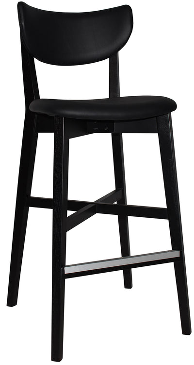 EZ Rialto Solid Timber Framed Black Vinyl Seat and Back Barstool