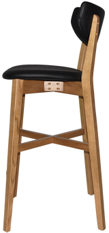 EZ Rialto Solid Timber Framed Black Vinyl Seat and Back Barstool