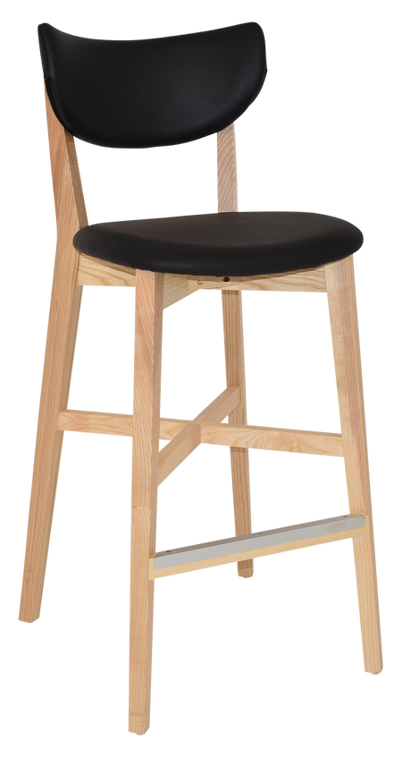 EZ Rialto Solid Timber Framed Black Vinyl Seat and Back Barstool