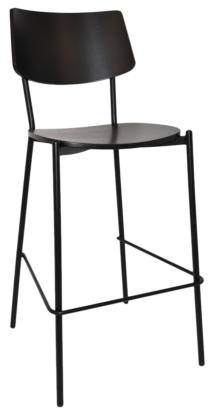 EZ Texas Black Metal Leg Barstool with Black Veneer Back
