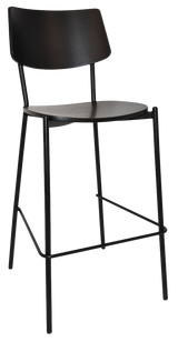 EZ Texas Black Metal Leg Barstool with Black Veneer Back