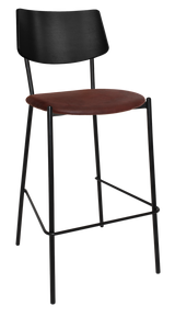 EZ Texas Black Metal Leg Barstool with Black Veneer Back