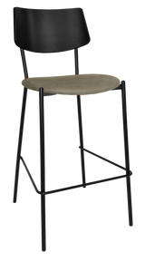 EZ Texas Black Metal Leg Barstool with Black Veneer Back