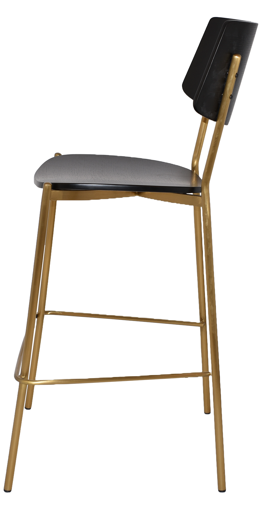 EZ Texas Brass Leg Barstool with Black Veneer Back