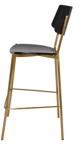 EZ Texas Brass Leg Barstool with Black Veneer Back