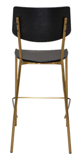 EZ Texas Brass Leg Barstool with Black Veneer Back