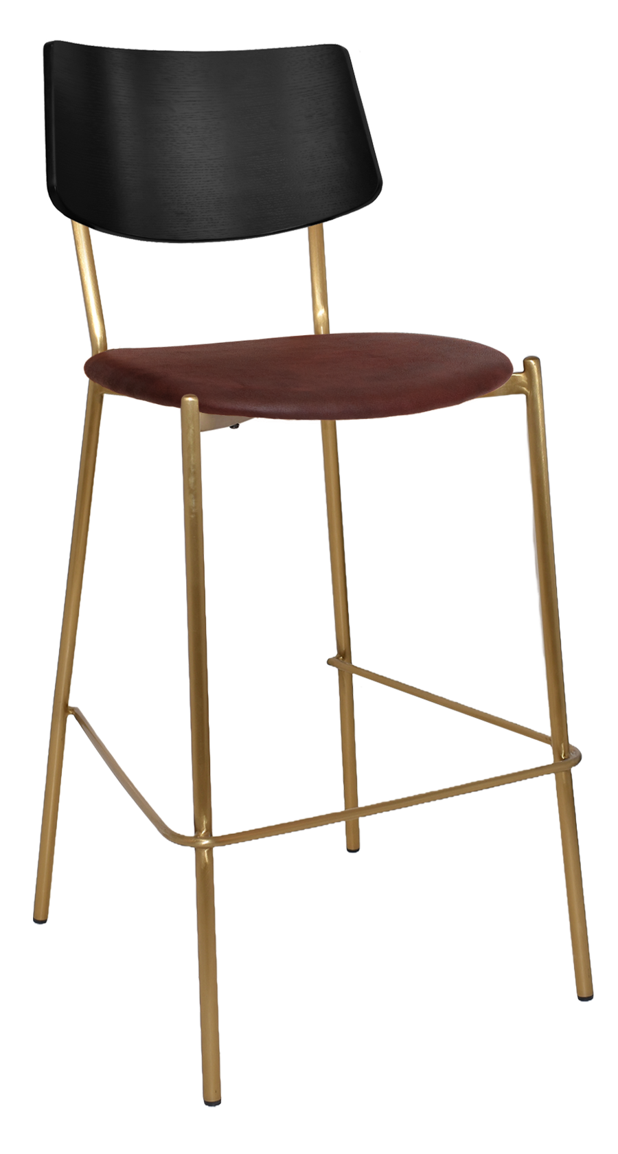 EZ Texas Brass Leg Barstool with Black Veneer Back