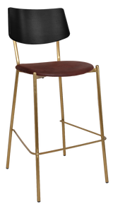 EZ Texas Brass Leg Barstool with Black Veneer Back