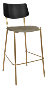 EZ Texas Brass Leg Barstool with Black Veneer Back