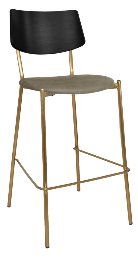 EZ Texas Brass Leg Barstool with Black Veneer Back