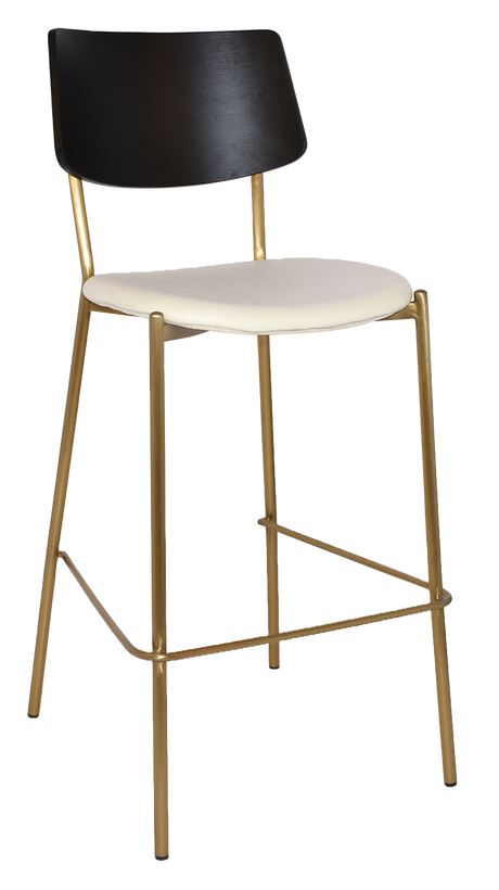 EZ Texas Brass Leg Barstool with Black Veneer Back