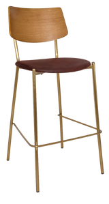 EZ Texas Brass Leg Barstool with Light Oak Veneer Back