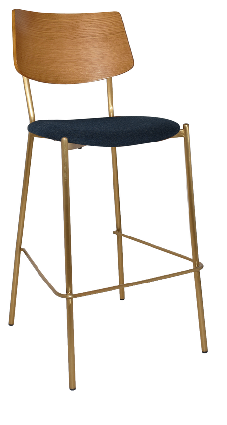 EZ Texas Brass Leg Barstool with Light Oak Veneer Back