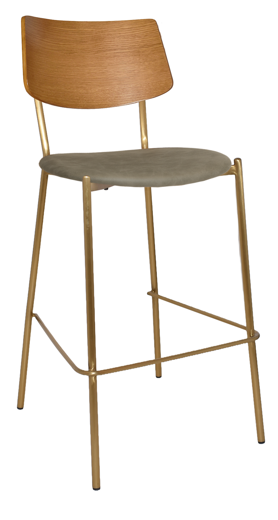 EZ Texas Brass Leg Barstool with Light Oak Veneer Back