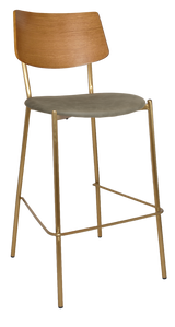 EZ Texas Brass Leg Barstool with Light Oak Veneer Back
