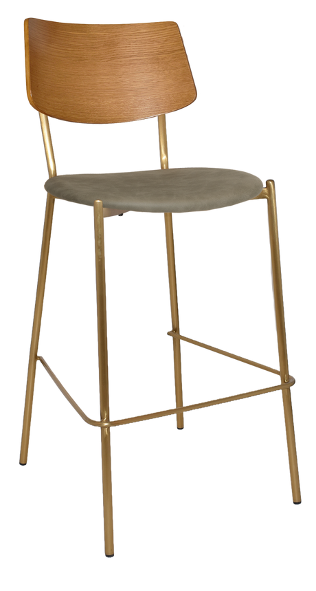 EZ Texas Brass Leg Barstool with Light Oak Veneer Back